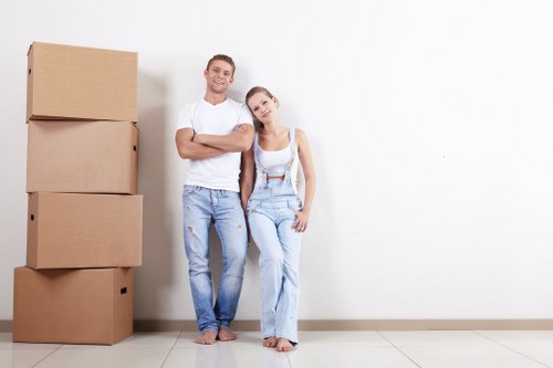 Removal team planning a move in a Mayfair street