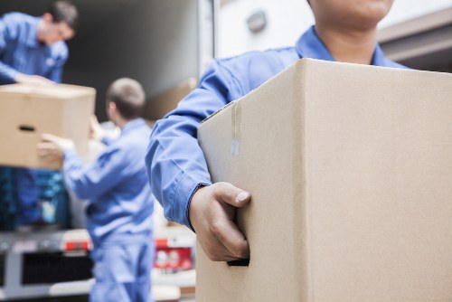 Movers preparing a residential move in a Mayfair townhouse