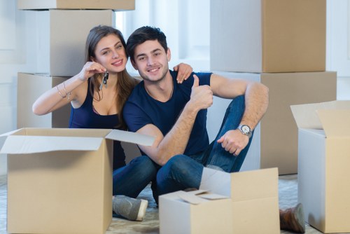 Professional man and van service handling a city move in Mayfair
