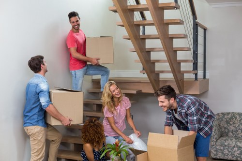 Professional house movers preparing a Mayfair townhouse move