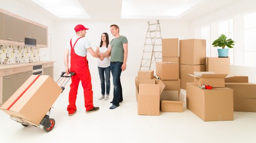 Business relocation packing materials prepared for a Mayfair office move